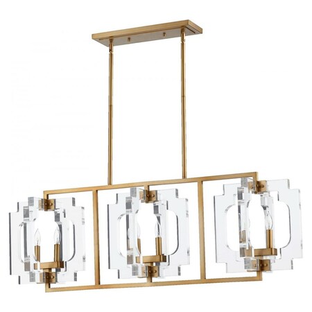 Quorum Broadway 6Lt Island Aged Brass 655-6-80